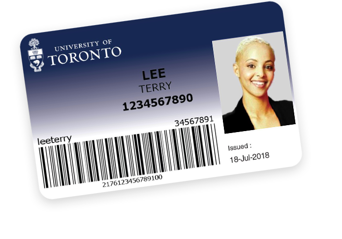 Your Tcard includes your photo, UTORid, student number or personnel number, and a barcode.